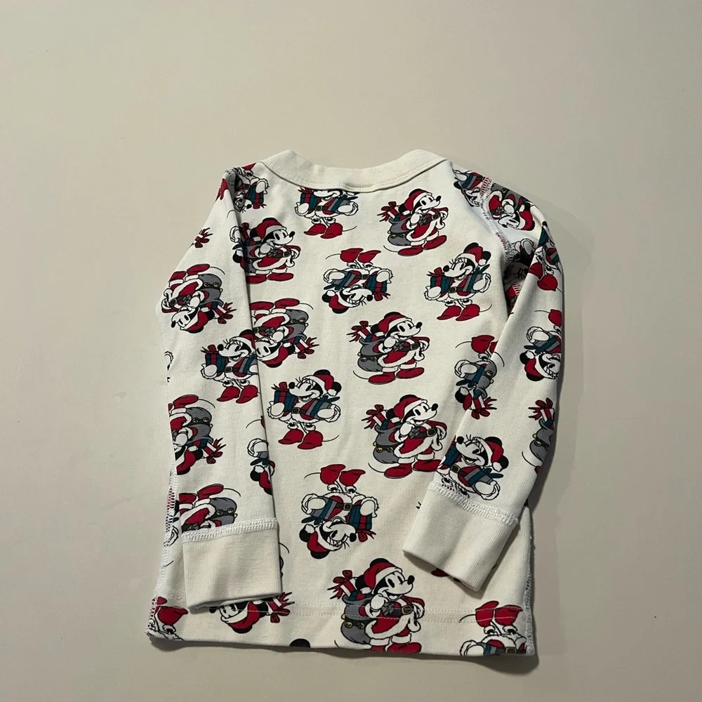 Mickey Mouse Disney Kids Long Sleeve‎ Cartoon Print Shirt - Cream and Red